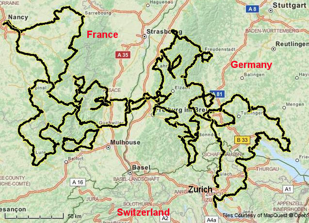 route map france & germany