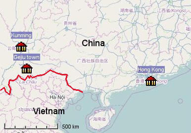 gejiu location map