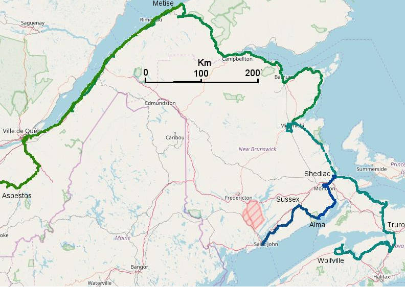 Cycle tour in eastern canada. Toronto to Quebec to Nova Scotia